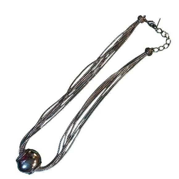 Napier Multi Strand Choker Necklace Sliding Pendant Silver-Tone - Picture 6 of 9